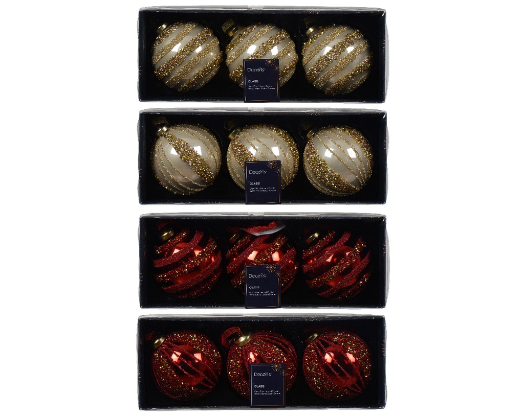 Palline di vetro argentate assortite 8 cm x3