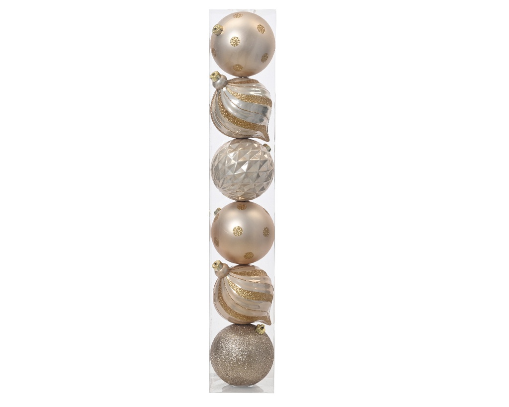 Set 6 palline di Natale perla 15 cm