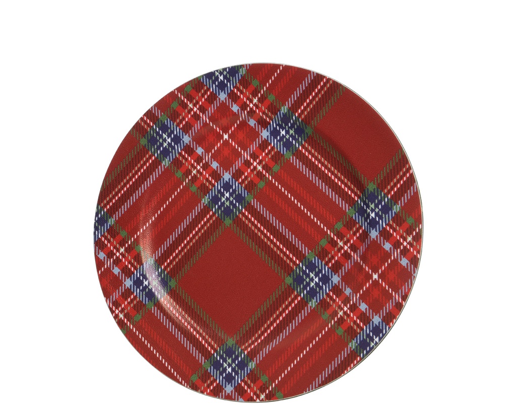 Piatto decorativo rosso 33x1.5 cm a quadri