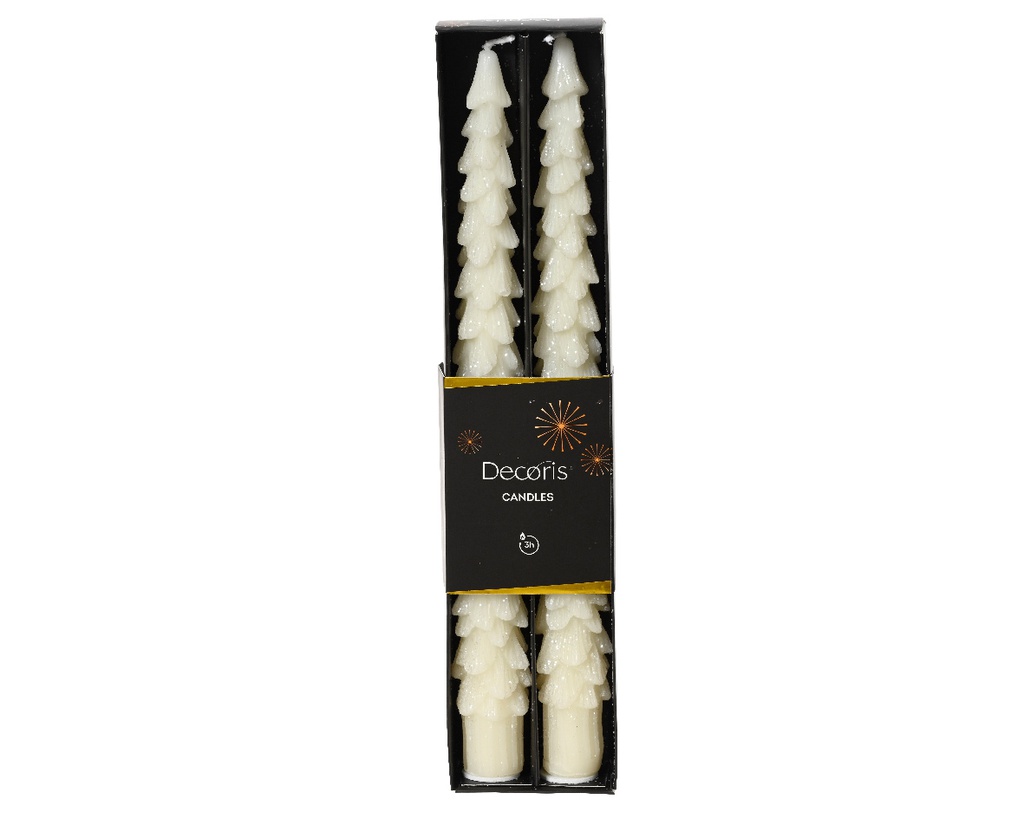 Candele glitterate bianche h.25cm x dia2.2cm