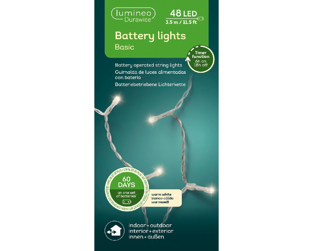 Luci LED fisse BO esterne 350 cm bianco caldo