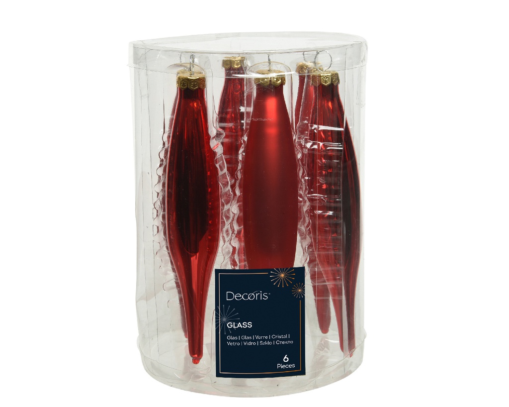 Set di 6 appendini ghiacciolo rosso 3x15 cm
