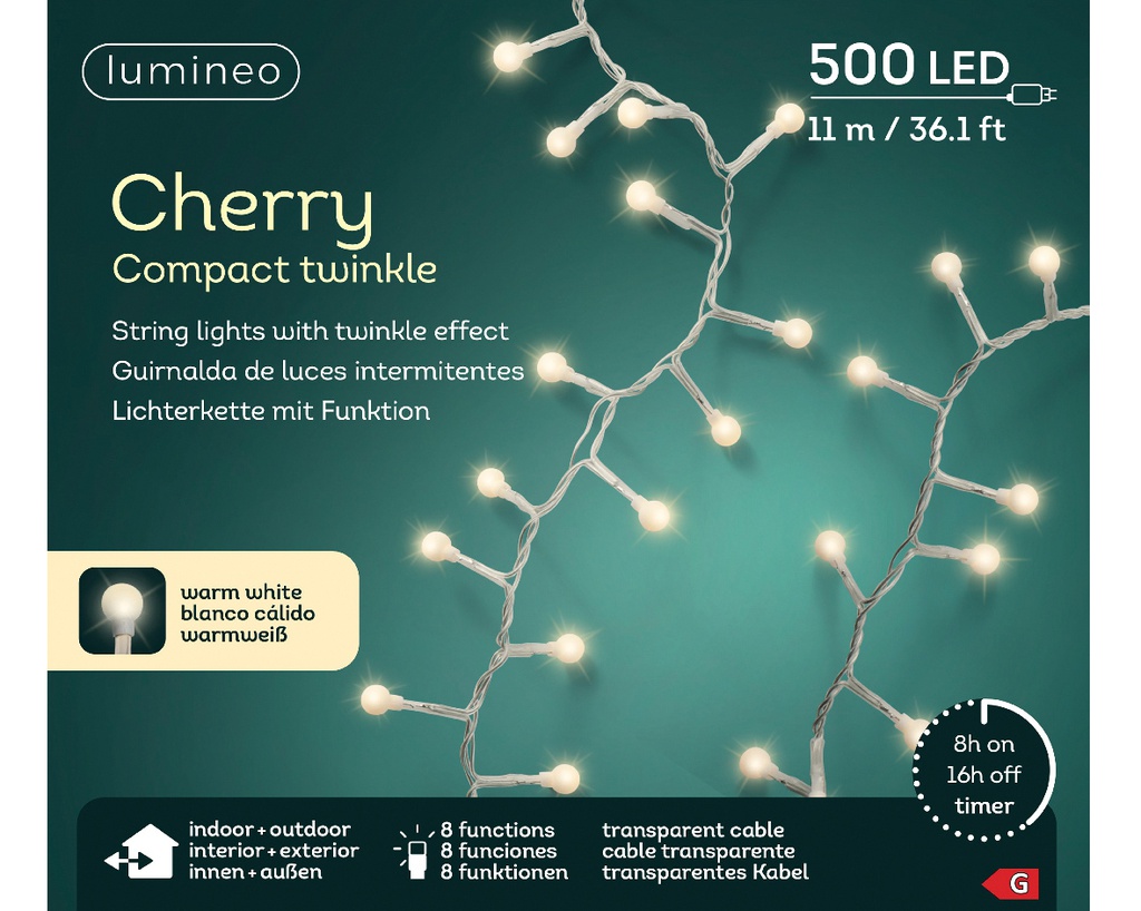 Luci a LED ciliegia 1100cm, 500 lampadine