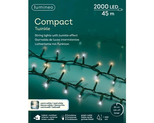 Catena luci LED 45m 2000 led 8 funzioni