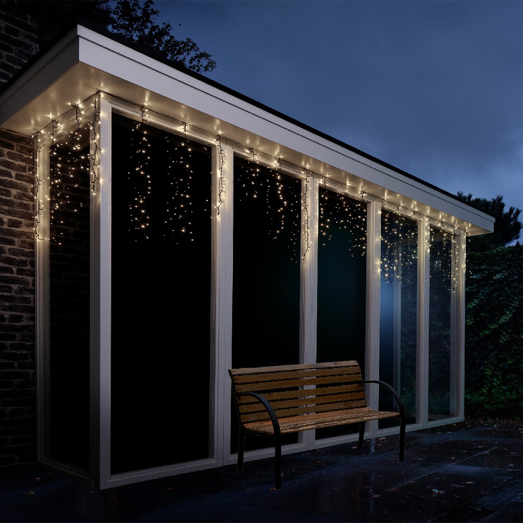Tenda LED 256 luci 375x60 cm effetto esterno