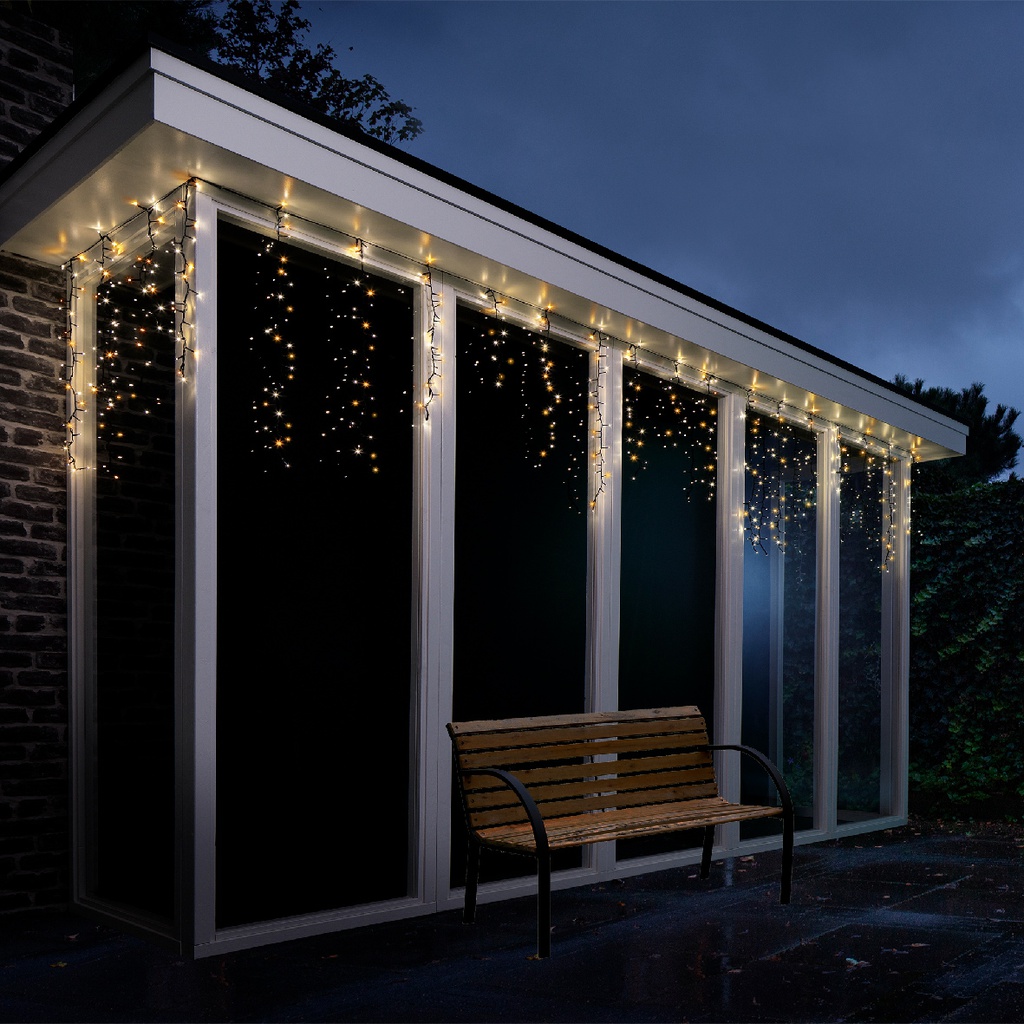 Catena LED icicle 256 luci 375x60 cm