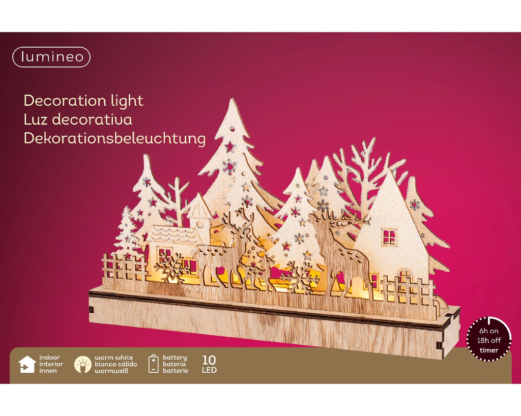 Paesaggio natalizio 10 LED 6x30x19 cm