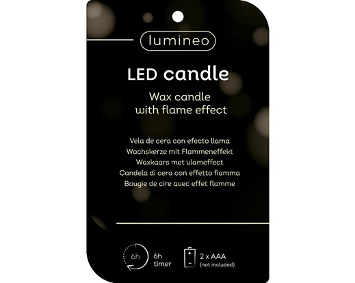 Candela LED in cera bianca 6x6x14,8 cm