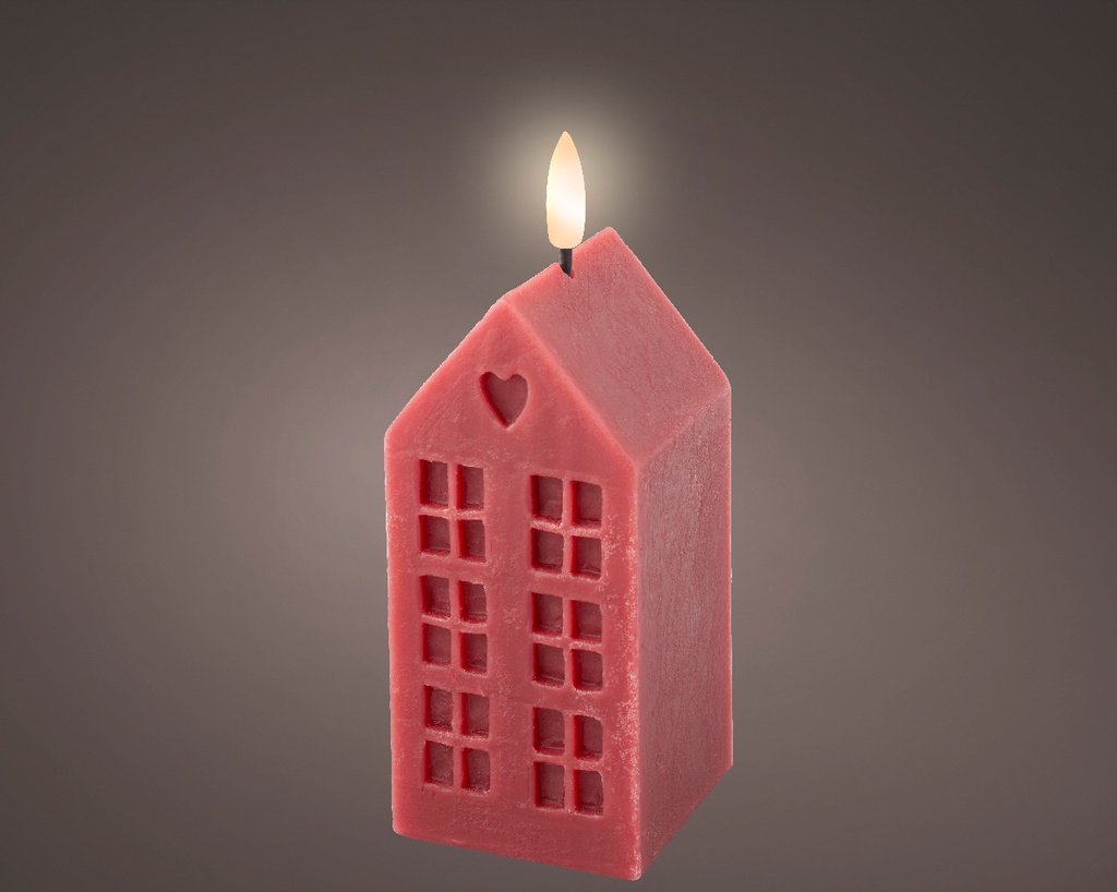 Candela rossa in cera h. 14,8cm x 6cm x 6cm
