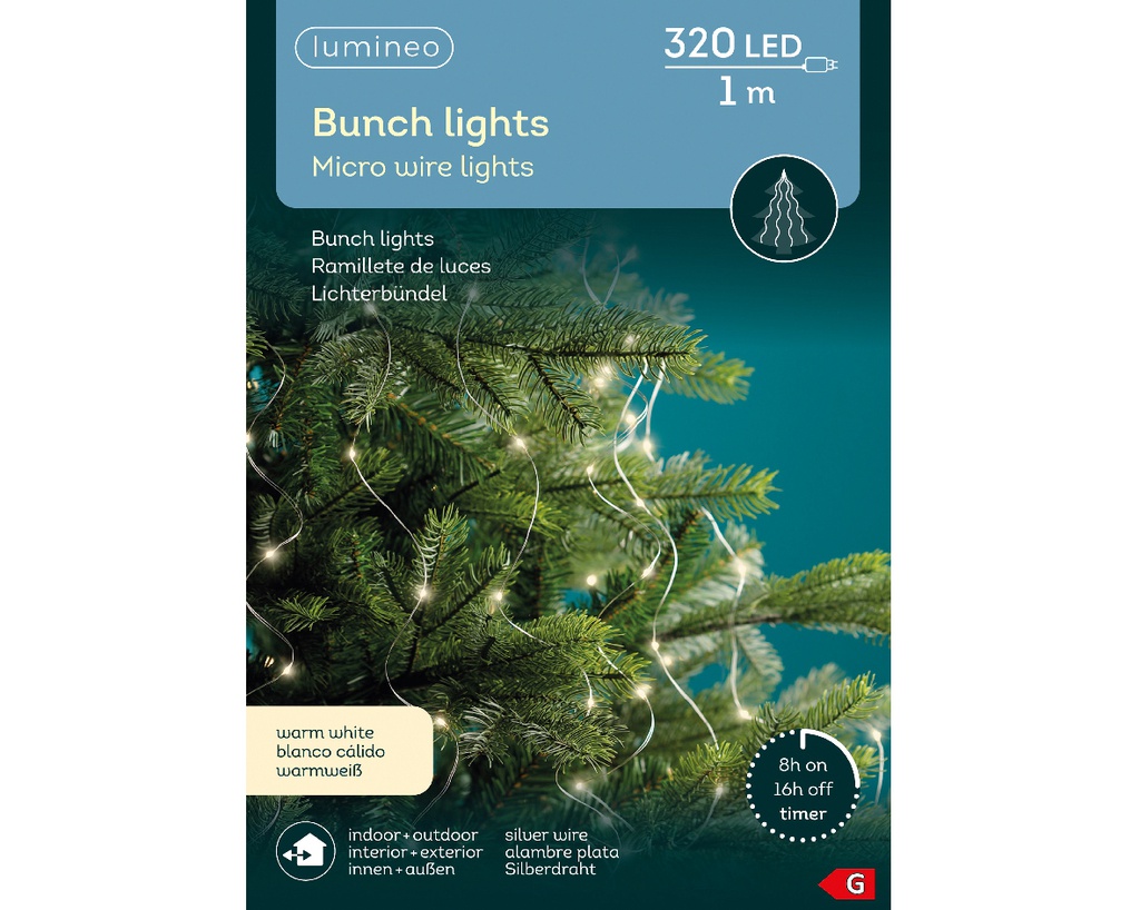 Luci a grappolo fisse 100cm 320 LED bianco caldo