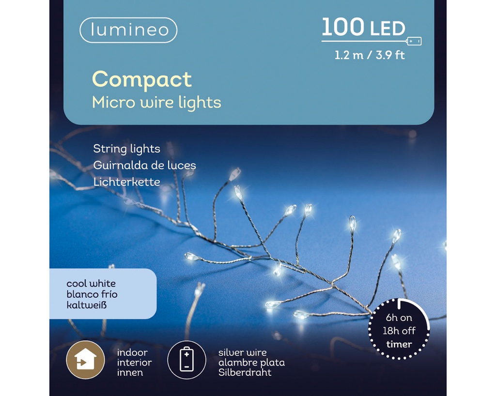 Catena Micro 100 LED 120 cm argento freddo