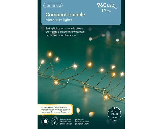 Catena luci LED 12m 960 led 8 funzioni