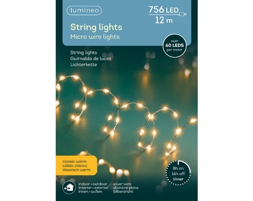 Luci LED fisse extra dense 12m, 756 lampadine