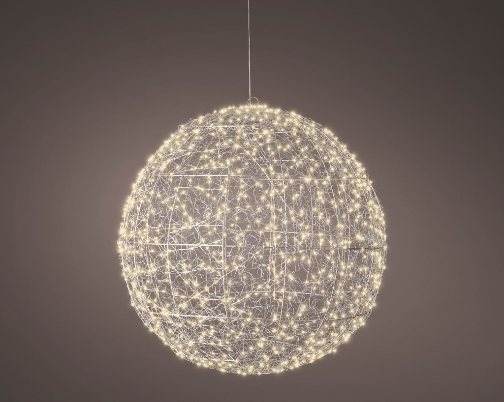 Sfera luce LED 58cm argento/bianco caldo