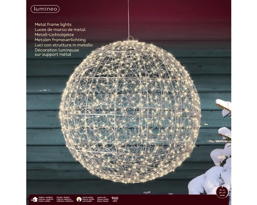 Sfera luce LED 58cm argento/bianco caldo