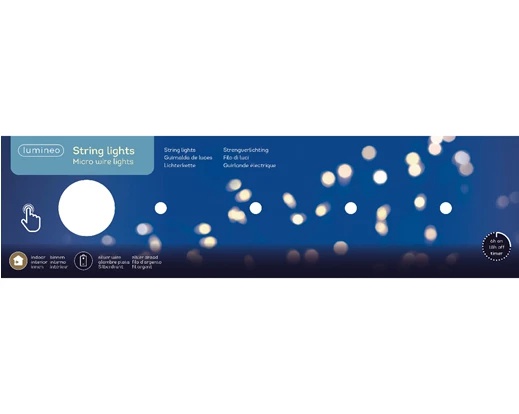 Micro luci LED fisse 195 cm argento/bianco caldo