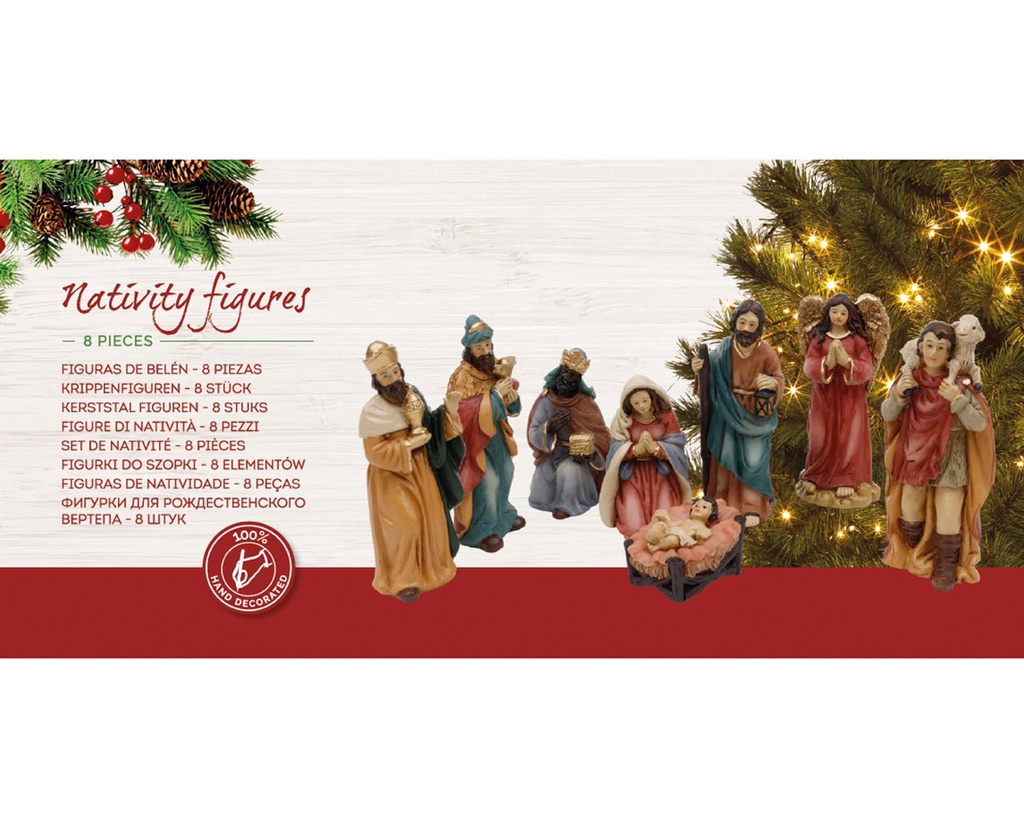 Set natività poliresina 8 pz h. 9 cm
