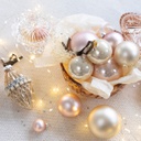 Set di 6 palline di vetro perla 8cm
