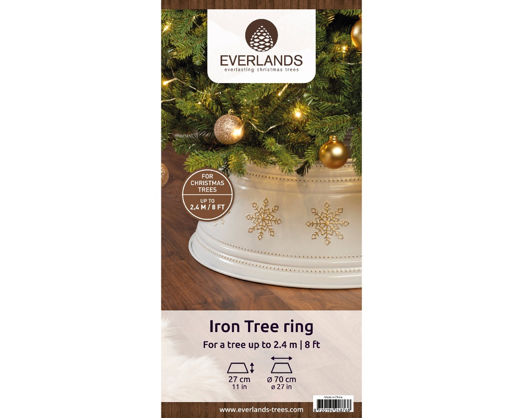 Copribase d'albero bianco/oro 70x27 cm