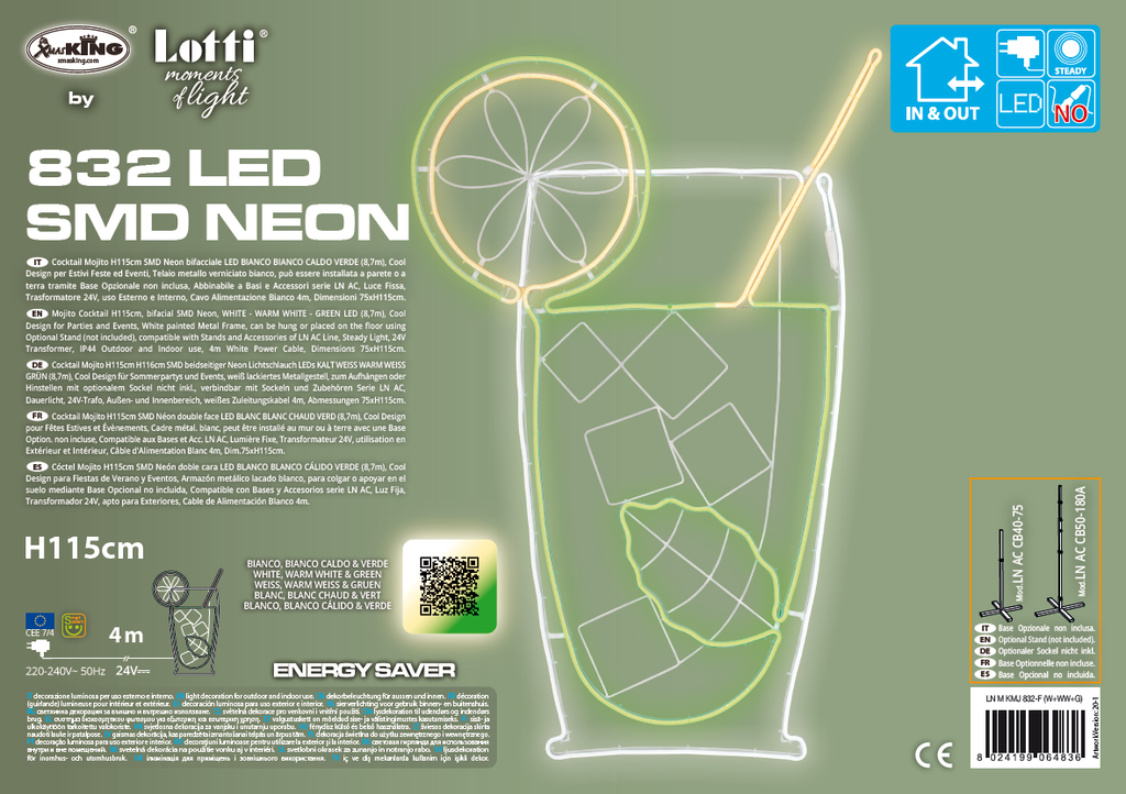 Cocktail mojito SMD neon 75x115 cm
