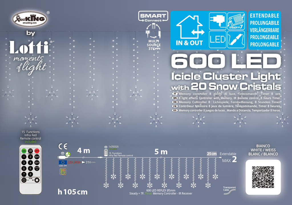 Luci di ghiaccio 500x105cm con 600 LED