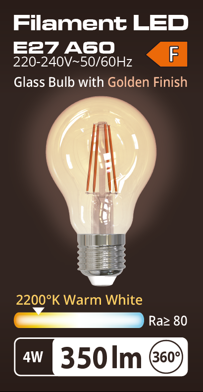 Lampada E27 4W 230V 2200°K Golden 60x102mm
