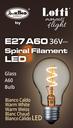 Lampada E27 36V goccia spiral Ø60mm