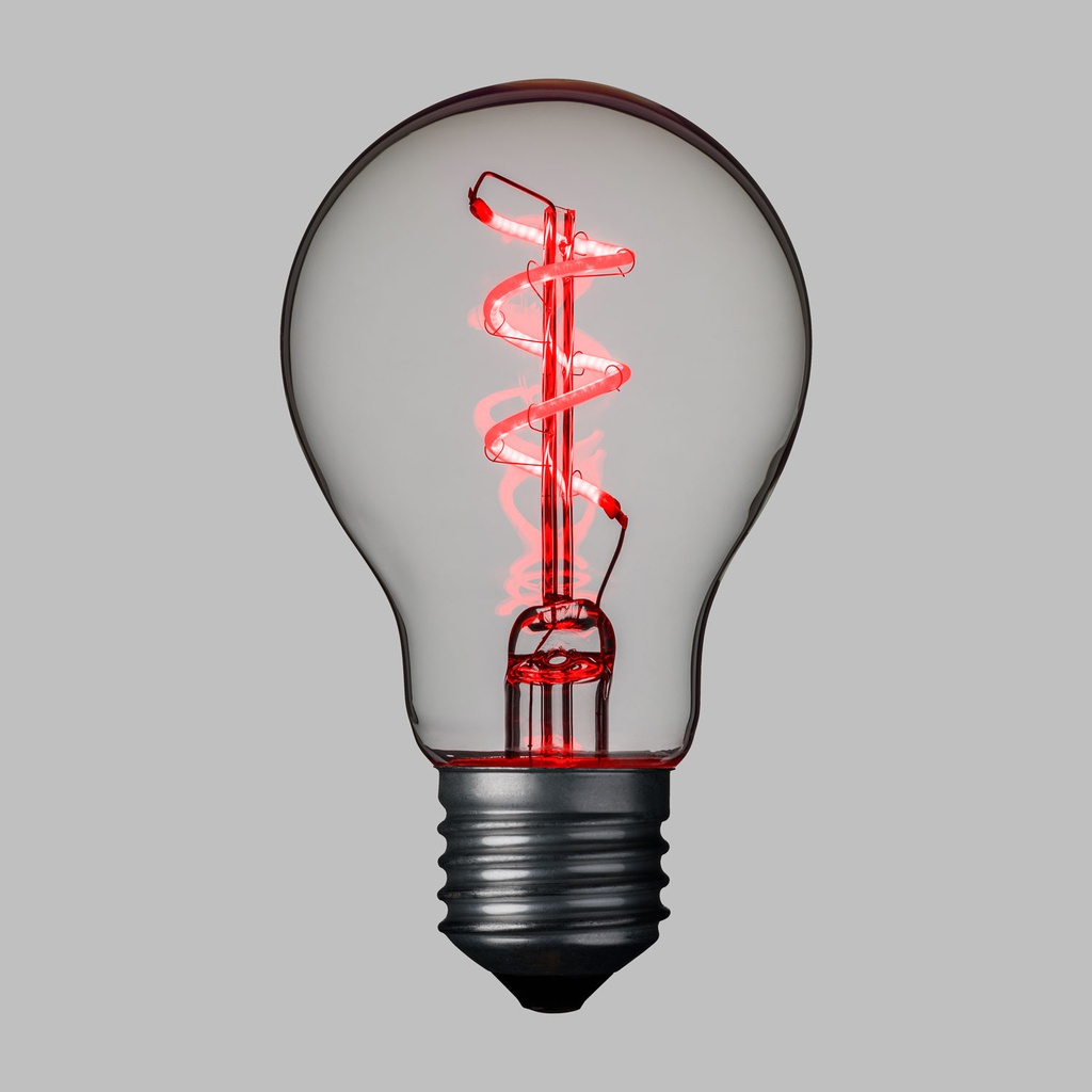 Lampada E27 36V goccia spirale rosso Ø60mm