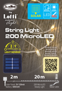 Catena solare 2x20m 200 MicroLED bianco caldo