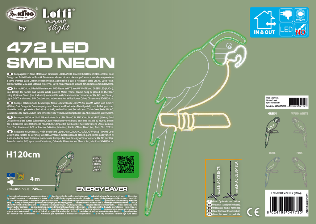 Neon bifacciale LED 50x120cm Mix4