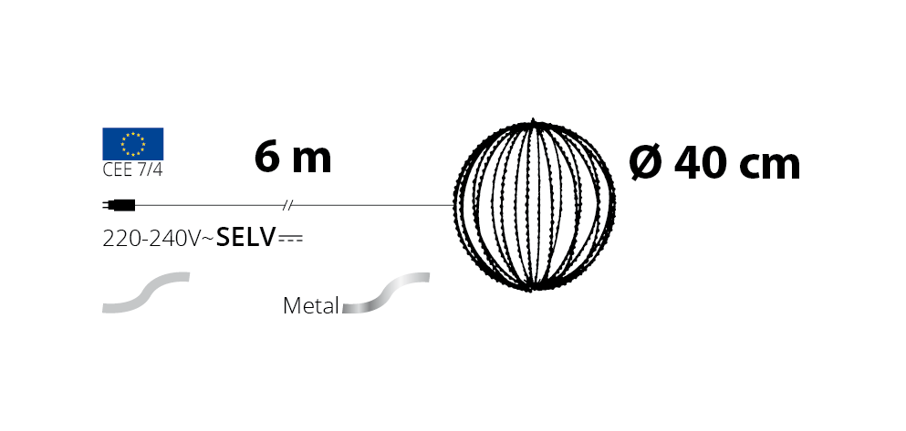 Sfera 3D ø40cm con MicroLED e FlashLED