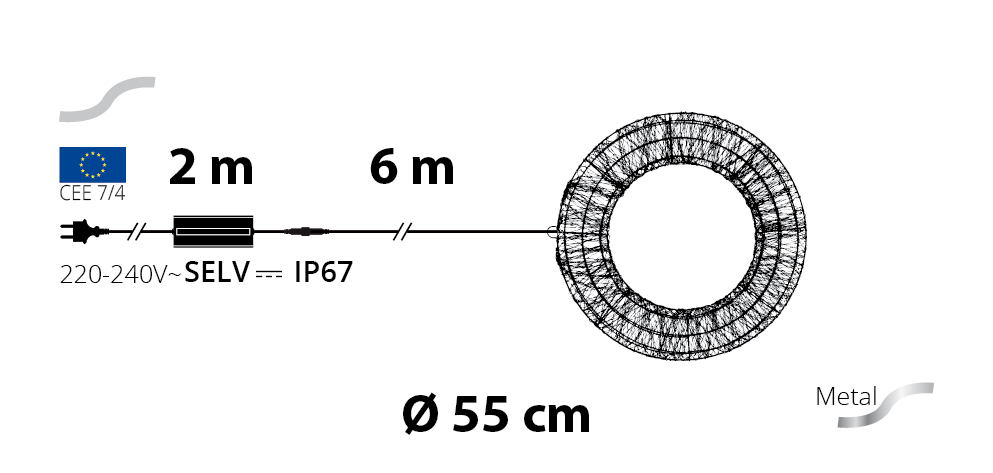 Lampada 3D ø55cm con MicroLED e FlashLED