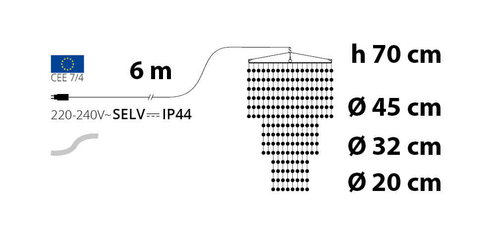 Lampadario a cascata ø45xH70cm 936 LED