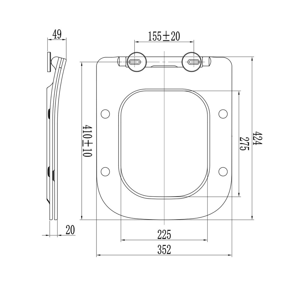 Copriwater quadrato slim bianco termoidurente