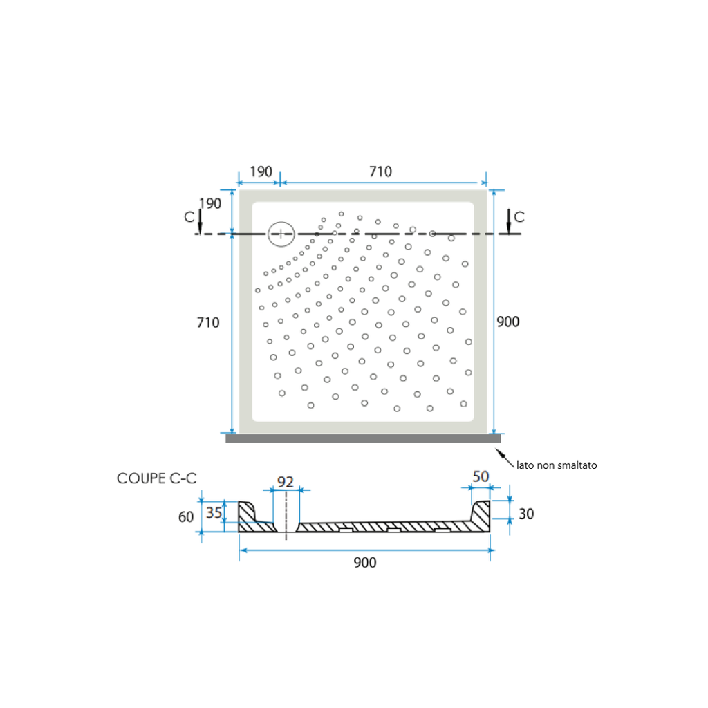 Piatto doccia 90x90 quadrato antiscivolo