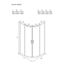 Box doccia semicircolare 90x90 cm nero opaco