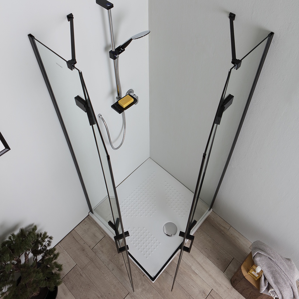 Box doccia nero opaco 70x70 con ante battenti