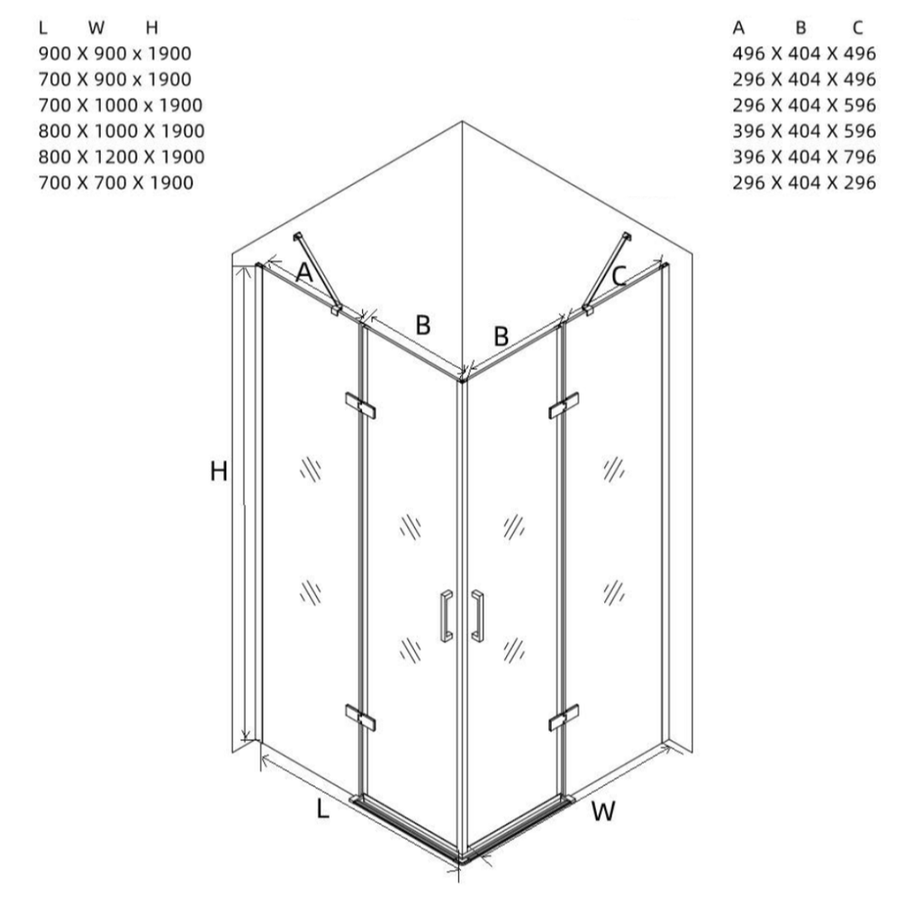 Box doccia nero opaco 70x70 con ante battenti