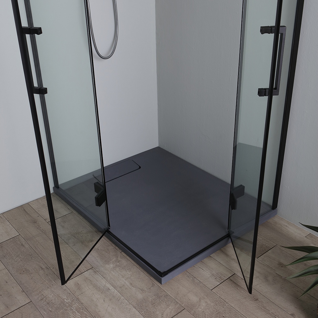 Cabina doccia nera 90x70 vetro trasparente