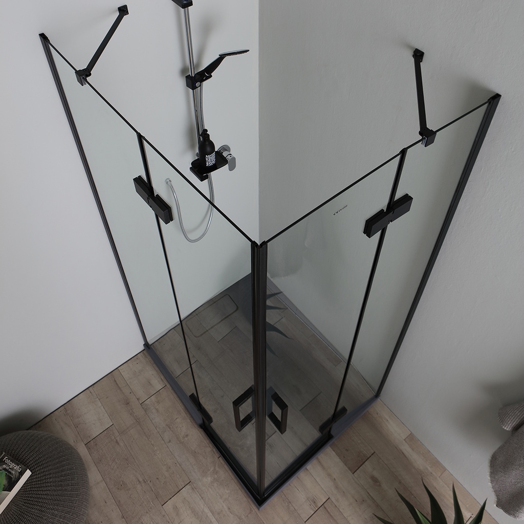 Box doccia 120x80 nero doppia porta battente
