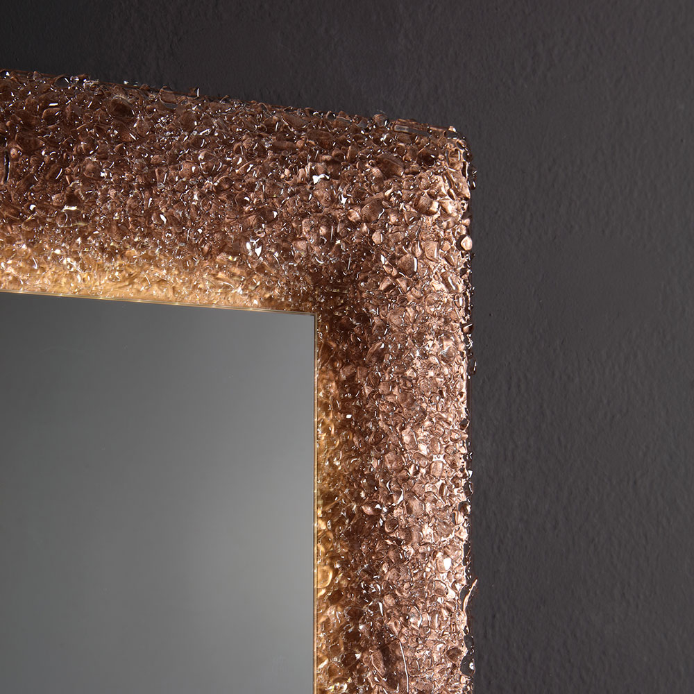 Specchio con cornice in vetro fuso 90x62