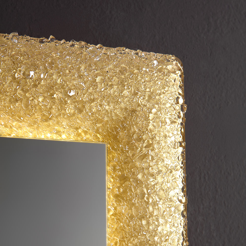 Specchio con cornice in vetro fuso 90x62