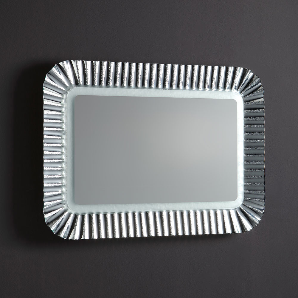 Specchio con cornice in vetro argento 94x68