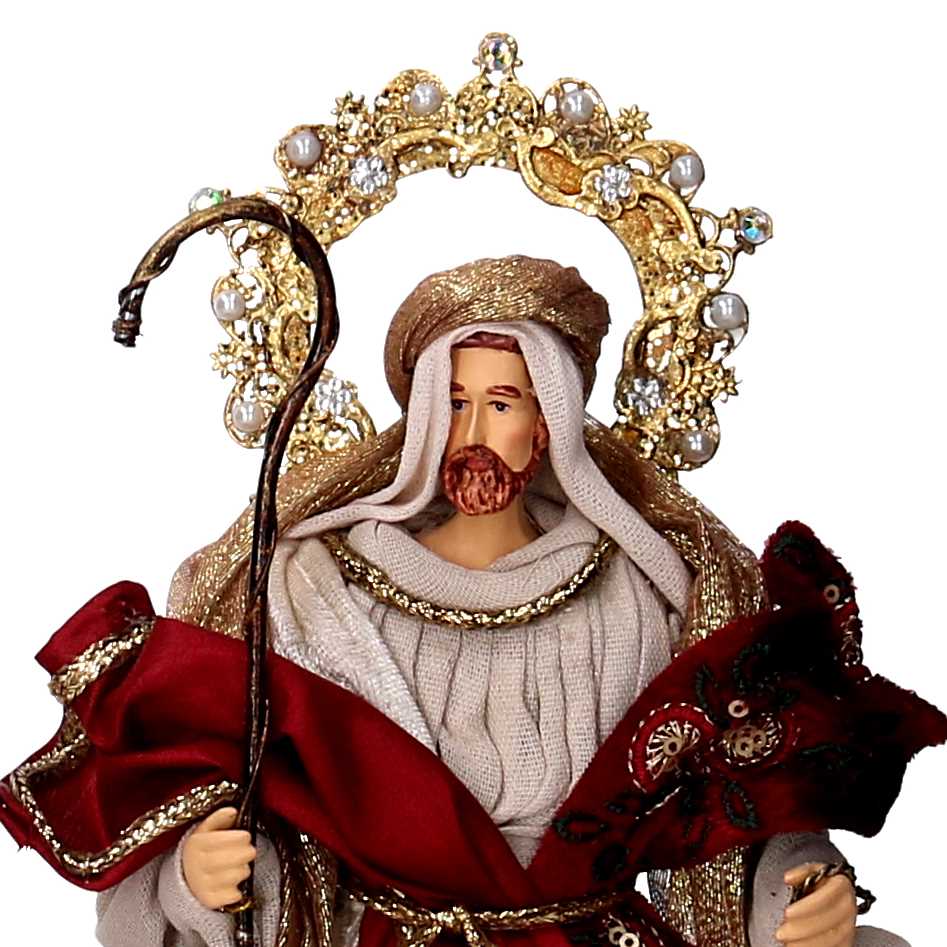 Presepe bordeaux con re magi 25,4 cm