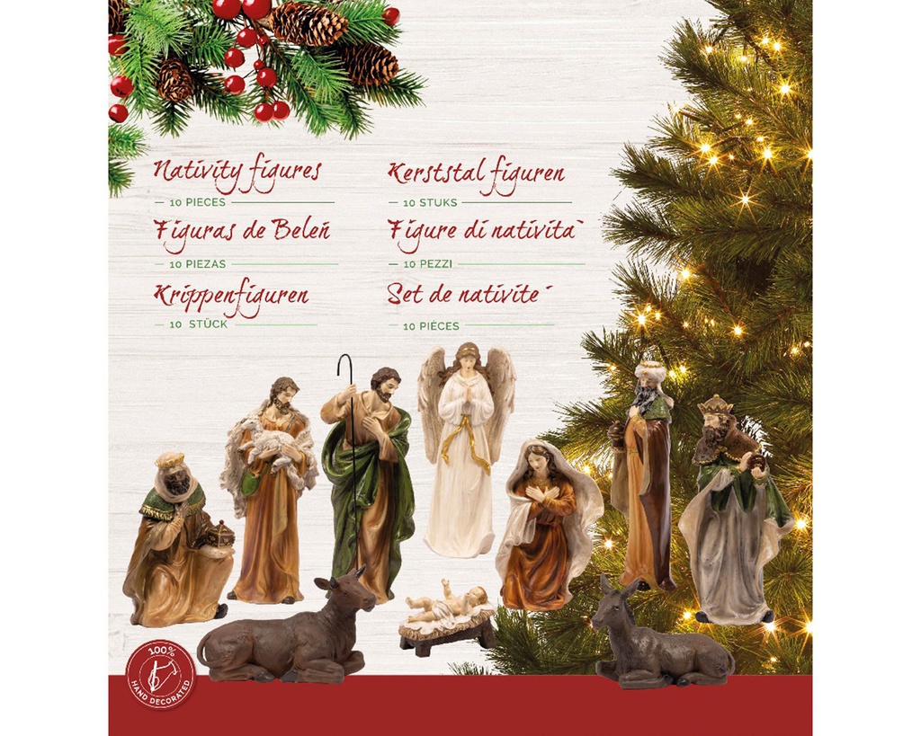 Set di 10 statuette multicolore 12x22,5x47 cm