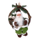 Babbo natale tessuto su ghirlanda verdecm23,5x13,5h30