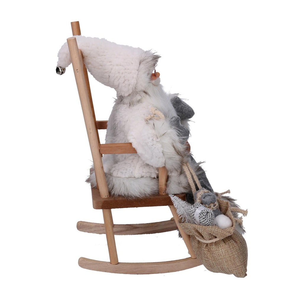 Babbo natale tessuto su sedia grigio cm23x22,5h30