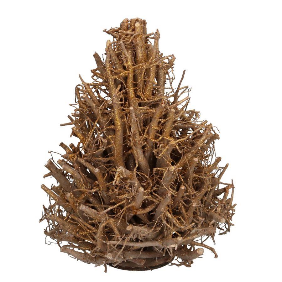 Albero legno oro con glitter cmø30h44