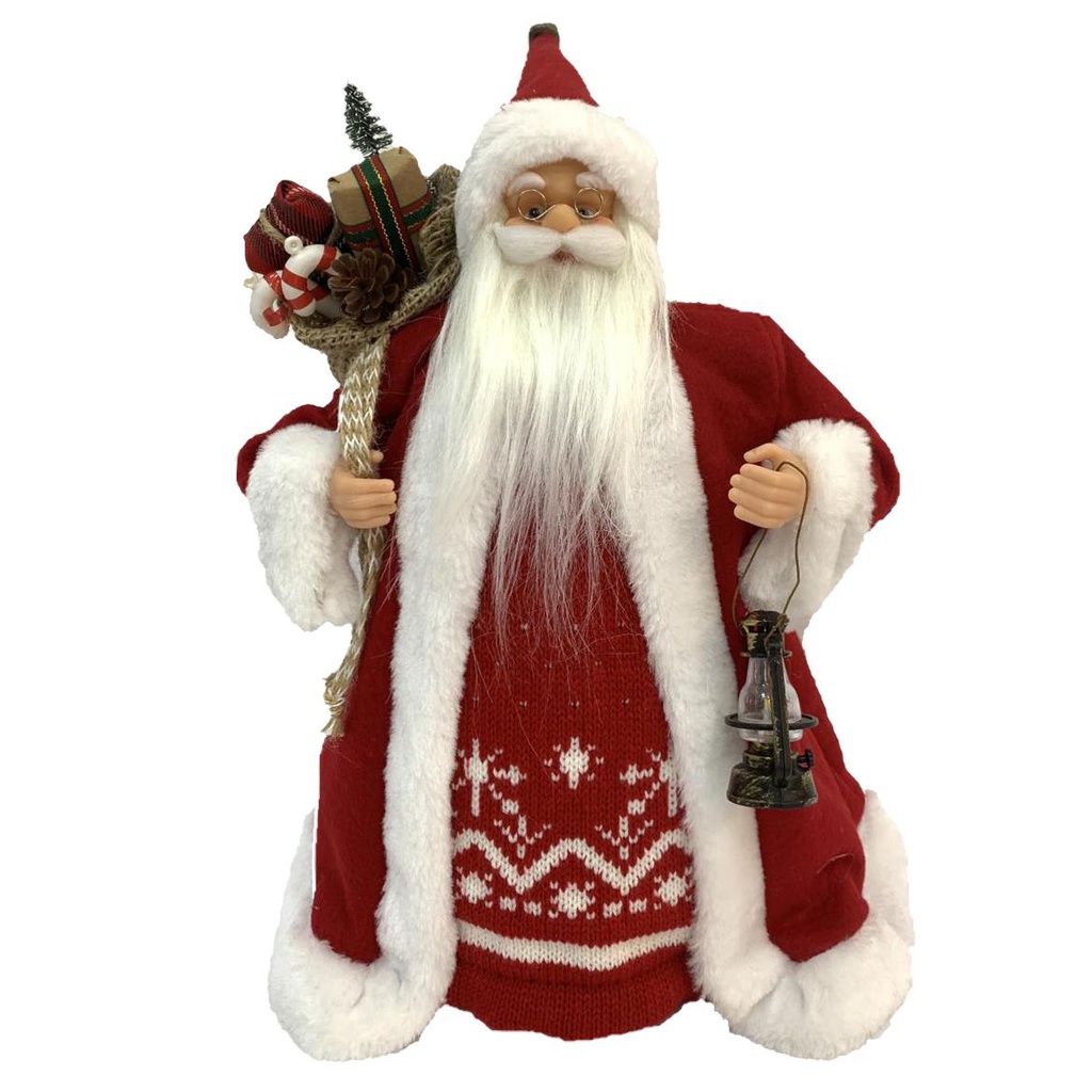 Babbo natale puntale tessuto con regalirosso cmh30
