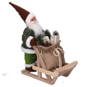 Babbo natale tessuto con slitta verde cm33x12h30
